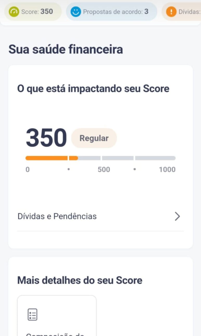 Score do Natanael Antes   do "Nome Sujo Nunca Mais".