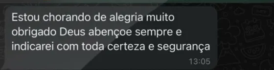 Mensagem: estou chorando de alegria